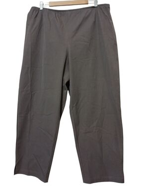 Eileen Fisher Organic Cotton Slim Stretch Ankle Pant Elastic Waist Mocha